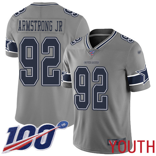 Youth Dallas Cowboys Limited Gray Dorance Armstrong Jr. #92 100th Season Inverted Legend NFL Jersey